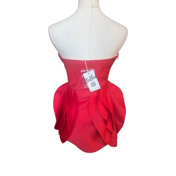 Bella Barnett Red Mini Cocktail Dress XS NWT Strapless Rose Applique Statement - Picture 6 of 13